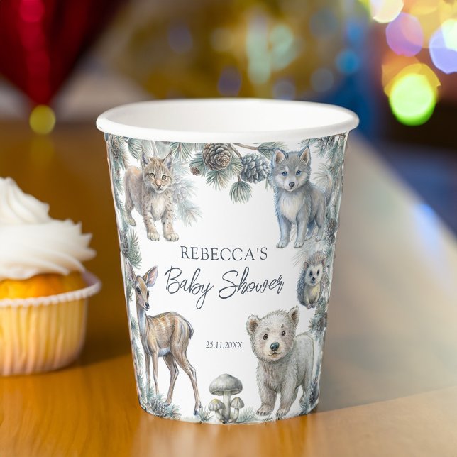 Woodlands niedliche Kleintiere Babydusche nach Maß Pappbecher (Woodlands cute baby animals baby shower customized paper cups personalized tableware )