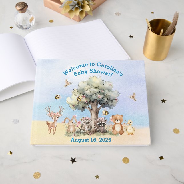 Woodlands Wildlife Baby Showbook Gästebuch (Vorderseite Offen)