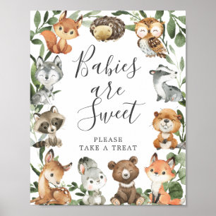 Woodlandtiere Baby-Dusche Babys sind süße Zeichen Poster