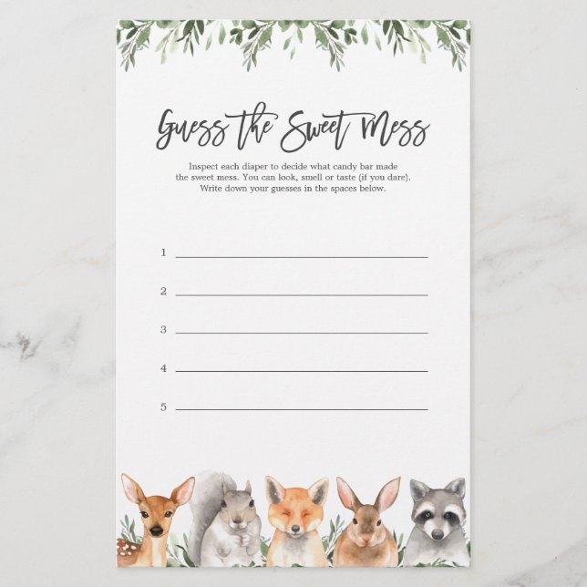 Woodlandtiere Baby-Dusche schätzen das süße Chaos (Vorderseite)