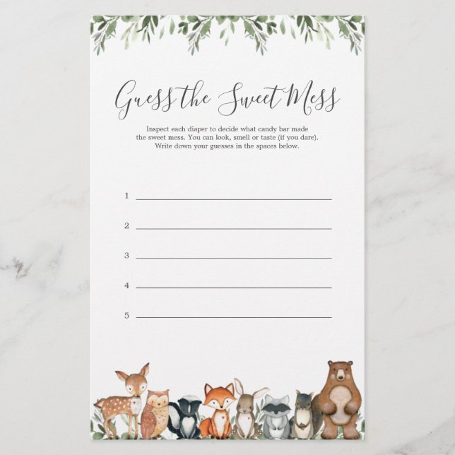 Woodlandtiere Baby-Dusche schätzen das süße Chaos (Vorderseite)