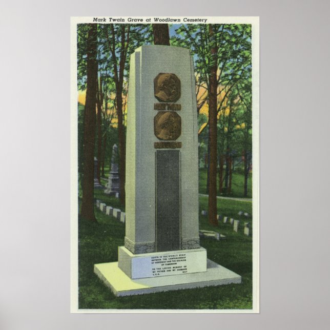 Woodlawn Friedhof, Mark Twain Gravestone Scene Poster (Vorne)
