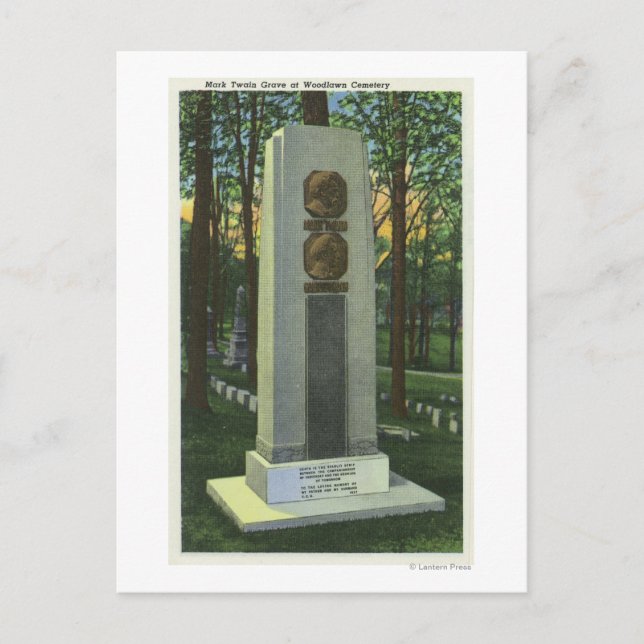 Woodlawn Friedhof, Mark Twain Gravestone Scene Postkarte (Vorderseite)