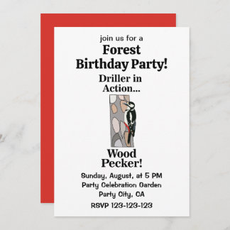 Woodpecker Bird Funny Birthday Party Einladung