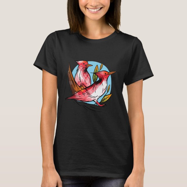 Woodpecker Bird Nature Rote Flecker Wo T-Shirt (Vorderseite)