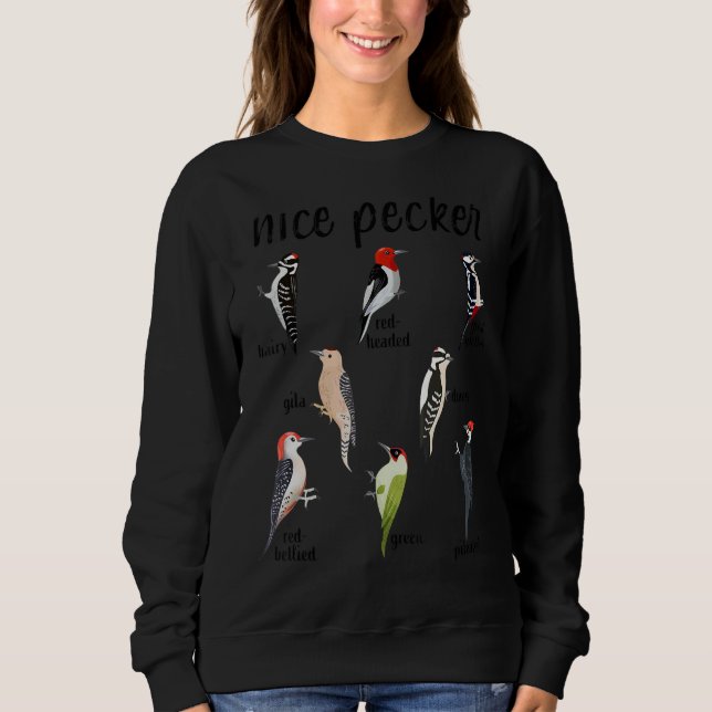 Woodpecker Bird sieht Nizza Flora und Fauna Sweatshirt (Vorderseite)