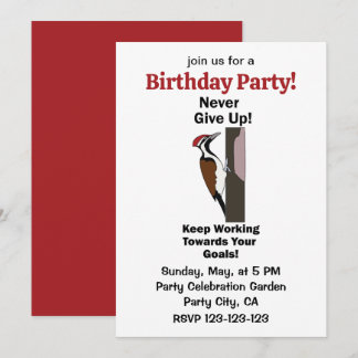 Woodpecker-Geburtstag: Niemals Aufgeben - Inspirie Einladung