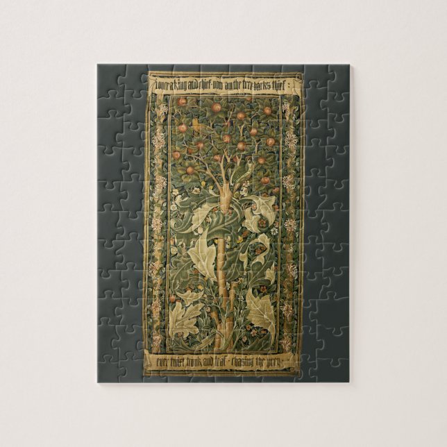 Woodpecker von William Morris, Vintage Textilkunst Puzzle (Vertikal)