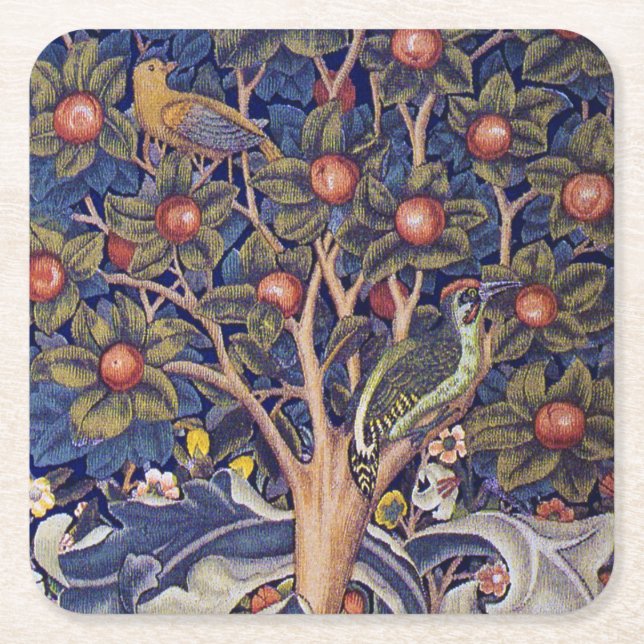 Woodpecker, William Morris Rechteckiger Pappuntersetzer (Vorderseite)