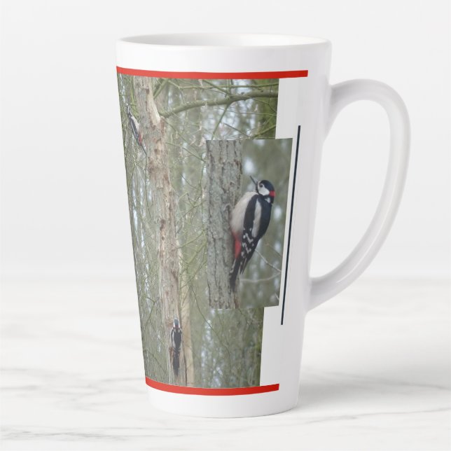 Woodpeckers Collage Latte Tasse (Rechts)