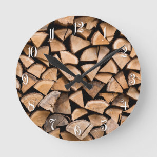 Woodpile background runde wanduhr