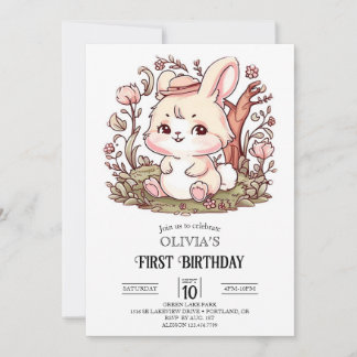 Woods Bunny 1. Geburtstag digital Einladung