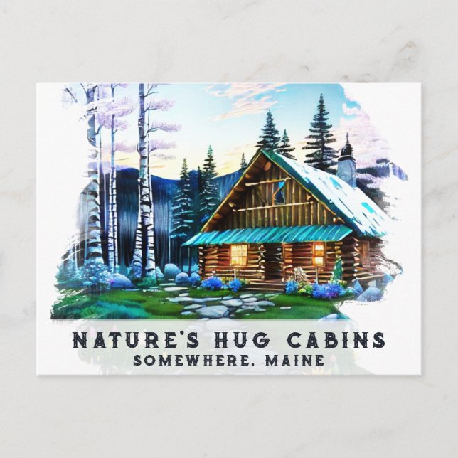 *~* Woods Cabin Stream AP49 Schneebemalung Postkarte (Vorderseite)