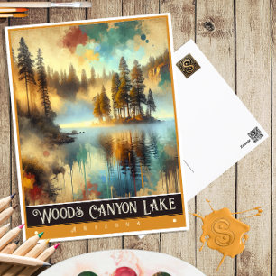 Woods Canyon Lake, Arizona   Vintage Malerei Postkarte