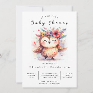 Woods Custom Owl Baby Dusche Einladung