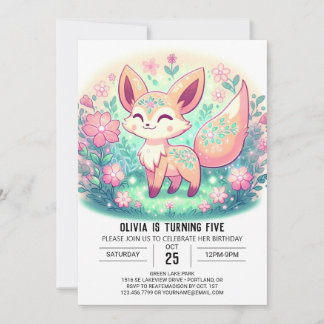 Woods Whimsical Fox Digital Geburtstag Einladung
