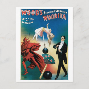 Wood's ~ Woodita Magician Vintag Magic Act Postkarte