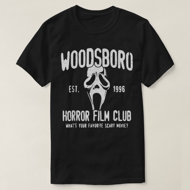 Woodsboro Horror Character Wear Mask Film Club  T-Shirt (Design vorne)