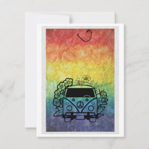 Woodstock Campervan bearbeiten - Farbiger Hippie Feiertagskarte