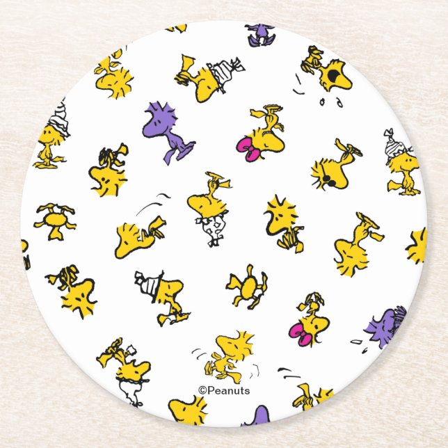 Woodstock Fun Pattern Runder Pappuntersetzer (Vorderseite)