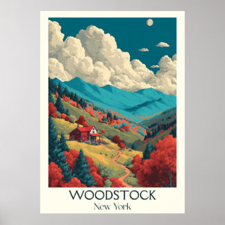Woodstock New York Vintag Mountain Valley Art Poster
