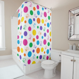 Woodstock Rainbow Polka Dot Pattern Duschvorhang
