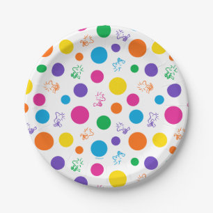 Woodstock Rainbow Polka Dot Pattern Pappteller
