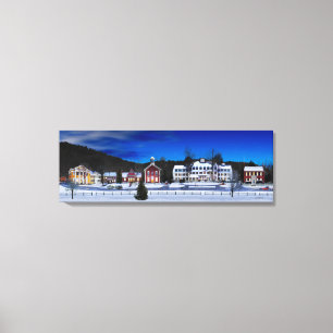 Woodstock, Vermont auf einer Winternacht Leinwanddruck