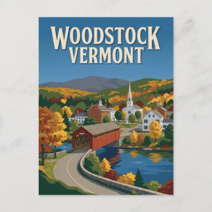 Woodstock Vermont Gedeckte Brücke Vintage Poster Postkarte