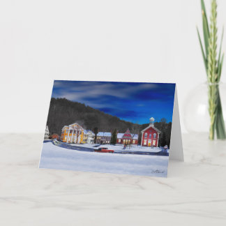 Woodstock Vermont in einer Winternacht Feiertagskarte
