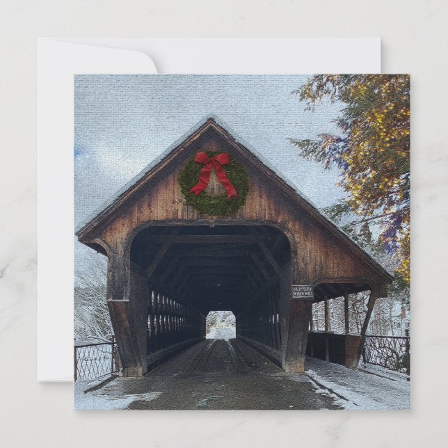 Woodstock Vermont Snowy Holiday Feiertagskarte (Vorderseite)