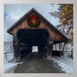 Woodstock Vermont Snowy Holiday Poster