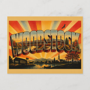 Woodstock VT Gedeckte Brücke Fluss Wald Kunst Postkarte