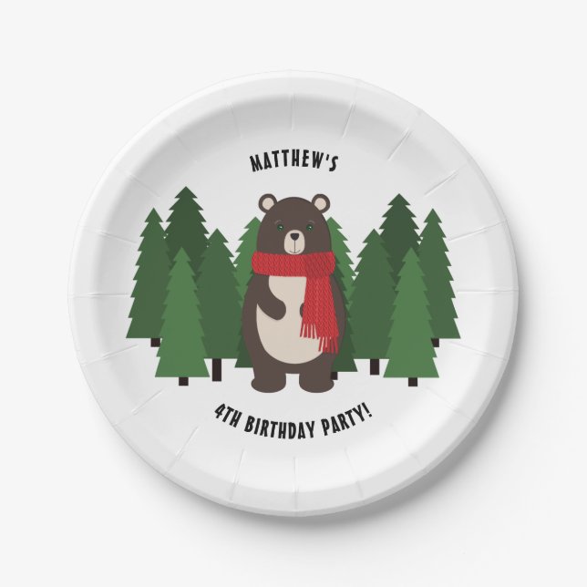 Woodsy Bär Pappteller (Vorderseite)