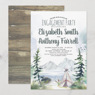 Woodsy Mountains Adventure Boho Engagement Party Einladung