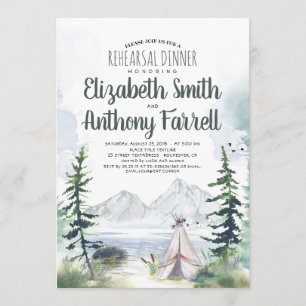 Woodsy Mountains Adventure Boho Probe Dinner Einladung