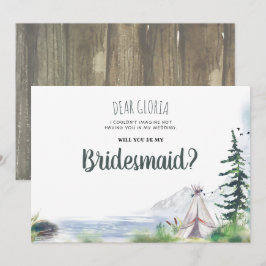 Woodsy Mountains Adventure Bridesmaid Vorschlag Einladung