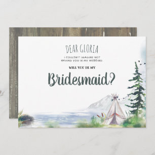 Woodsy Mountains Adventure Bridesmaid Vorschlag Einladung