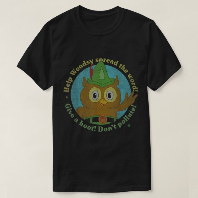 Woodsy Owl Give a Hoot Distressed and Faded  T-Shirt (Design vorne)