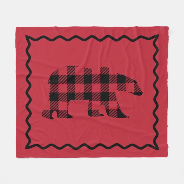 Woodsy Red und Black Kariert Fleece Blanket (Vorderseite (Horizontal))
