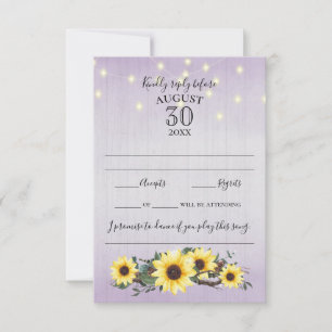 Woodsy Sonnenblume und Lights Wasserfarbe RSVP Karte