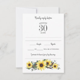 Woodsy Sunflower Wasserfarbe RSVP Karte