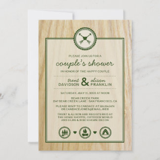 Woodsy Wedding & Glamping Couple Dusche Einladung