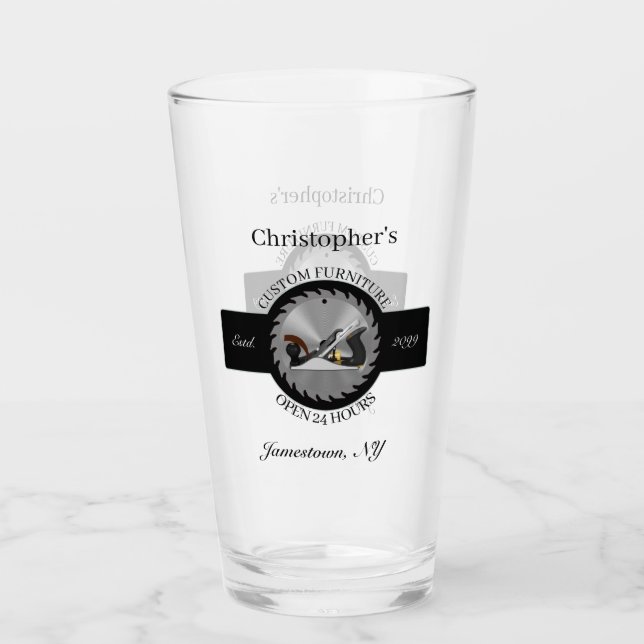 Woodwork Saw Blade Plane Drinkware Pint Beer Glas (Vorderseite)