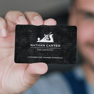 Woodworker Carpenter Jack Flugzeug Grunge Black Visitenkarte