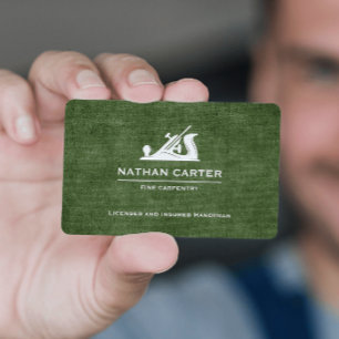 Woodworker Carpenter Jack Flugzeug Grunge GREEN Visitenkarte