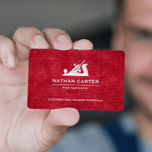 Woodworker Carpenter Jack Flugzeug Grunge RED Visitenkarte