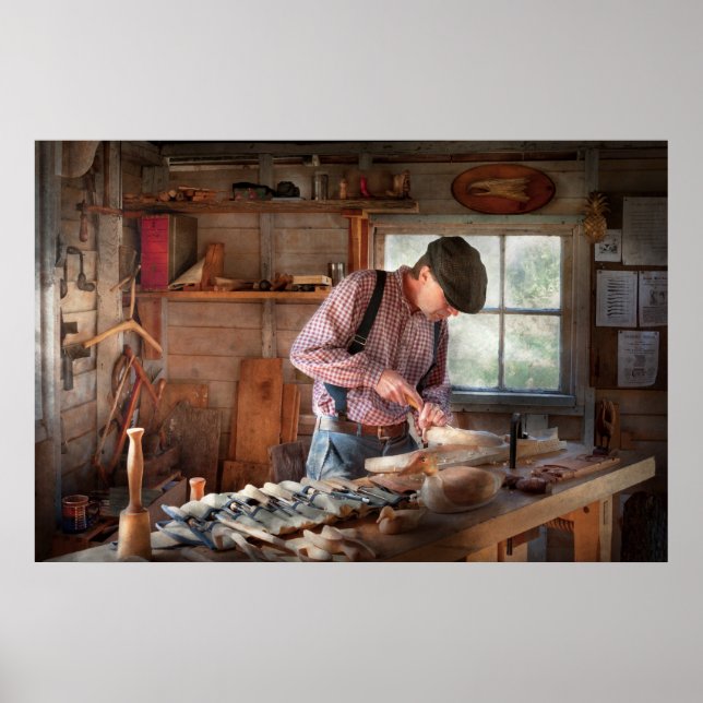 Woodworker - Carving - Carving a duck Poster (Vorne)