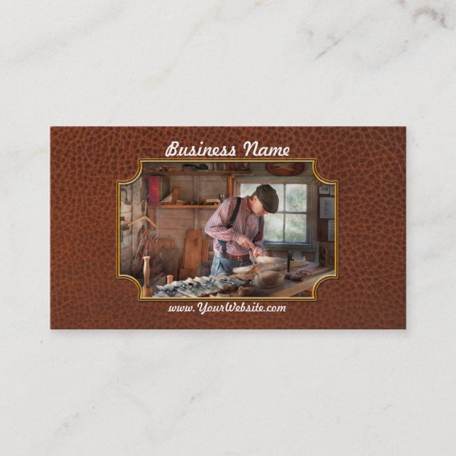 Woodworker - schnitzend - Schnitzen einer Ente Visitenkarte (Vorderseite)