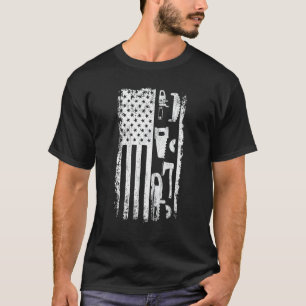 Woodworking American Flag Carpenter Patriotic Wood T-Shirt
